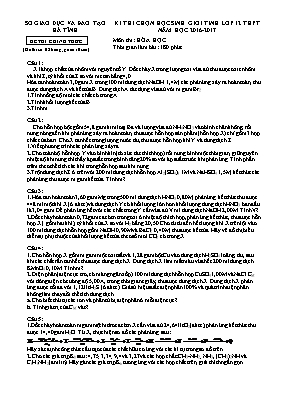 Đề thi chọn học sinh giỏi tỉnh môn Hóa học Lớp 12 - Năm học 2016-2017 - Sở GD & ĐT Hà Tĩnh (Có đáp án)
